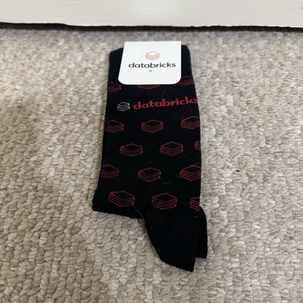 Databricks Company Swag Merch Data AI Black & Red Socks - NWT